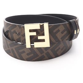 Fendi FF Square Leder Gürtel Braun Schwarz