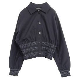 Giacca in cotone ricamata a smock Hermès Blu Blu navy