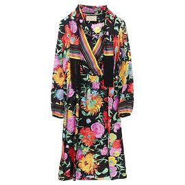 Gucci Ken Scott Blumen-Seidenkleid Schwarz Mehrfarben