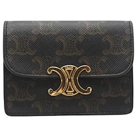 Céline Celine Triomphe Canvas Card Holder Brown