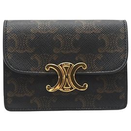 Céline Tarjetero de lona Celine Triomphe Castaño