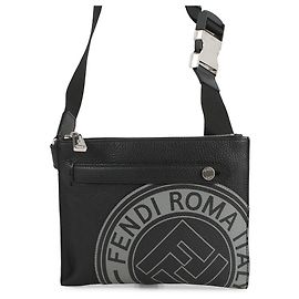 Borsa a Spalla in Pelle Fendi FF Stamp Nero
