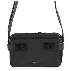 Borsa a Spalla in Pelle di Vitello Gancini Salvatore Ferragamo Nero