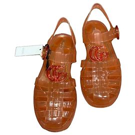 Gucci GG Logo Jelly Sandals Orange Orange
