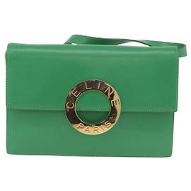 Céline Bolsa de ombro em couro com logo circular Celine Verde