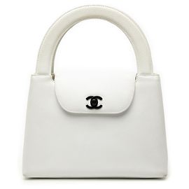 Bolsa de couro branco Chanel Coco Mark Branco