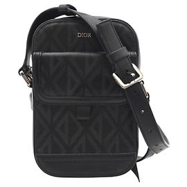 Christian Dior Dior CD Diamond Vertical Pouch Shoulder Bag Brown Black