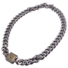 Colar Fendi Chain Curb Magnético FF Prata