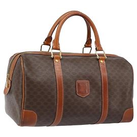 Céline Sac à main en toile Macadam CELINE en cuir PVC marron doré Auth 172968A Marron Doré