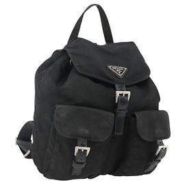 Zaino PRADA in nylon argento nero Auth bs33519 Nero Argento