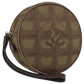 Pochette da Viaggio CHANEL Nuova Linea Nylon Beige CC Auth mr2071 Beige