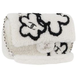 CHANEL Matelassé 25 Borsa a Spalla con Catena Mouton Bianco Argento CC Auth 172561SM Argento Bianco