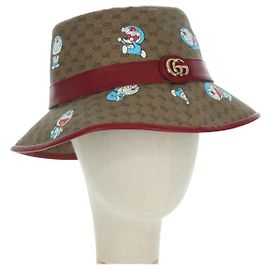 Sombrero bucket Doraemon Micro GG Supreme de GUCCI x Doraemon Marrón Auth 166970SM Castaño
