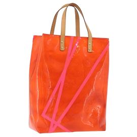 LOUIS VUITTON Sac Reade MM Monogram Vernis Fluo Orange Rose M91902 Auth 172364A Rose Orange