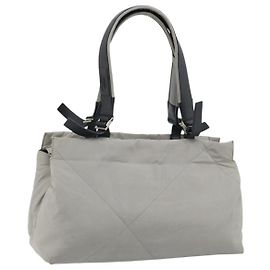 Salvatore Ferragamo Handtasche aus grauem Nylon mit silberner Authentizität bs33681 Braun Silber