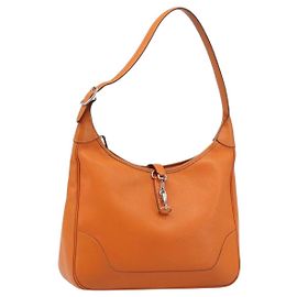Hermès HERMES Trim 31 Shoulder Bag Leather Orange Silver Auth 168319V Silvery Orange