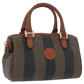 FENDI Mini Sac à Main en Toile Pécan PVC Marron Noir Auth mr2003 Marron Noir