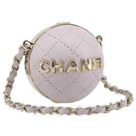 CHANEL Charm de Bolsa Matelassé Piel de Cordero Rosa Oro CC Auth 166255SM Rosa Dorado