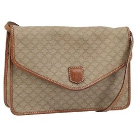 Céline Borsa a Spalla in Tela Macadam CELINE PVC Beige Oro Auth ARZ236 Beige D'oro