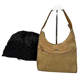Bolsa de mão de couro camurça vintage Gucci marrom Camelo