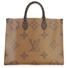 Borsa Onthego GM in tela Monogramma inverso Louis Vuitton Marrone
