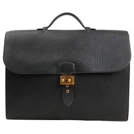 HERMÈS Bolsa Depeche 38 de cuero Ardennes negra V:1992 Negro