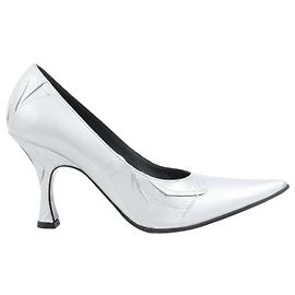 Maison Martin Margiela MAISON MARGIELA MM6 9 cm Laminated Leather Pumps in Silver, Size 37 EU Silvery