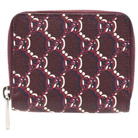Gucci GG Shadow Rosso Ancora Zip-Around Wallet White Dark red Navy blue