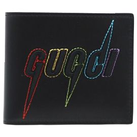 GUCCI Leather Bi-fold Wallet in Black Black