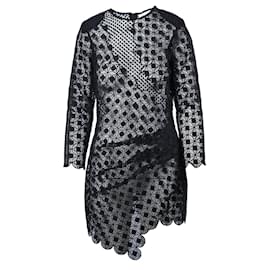 Robe Mini Drapée à Lacets Self Portrait Noir