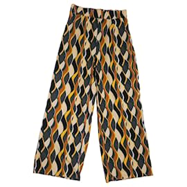 Autre Marque Printed palazzo pants Brown Black Multiple colors Cream Yellow Dark green