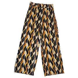 Autre Marque Pantalons palazzo imprimés Marron Noir Multicolore Écru Jaune Vert foncé