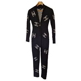 Chanel Coco Neige 2019 – CC Logo Wool & Cashmere Jumpsuit – Size 36 Navy blue