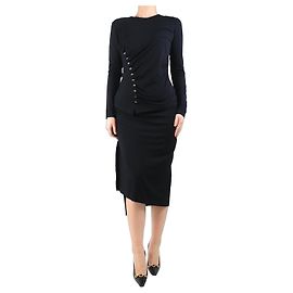 Paco Rabanne Set top e gonna arricciata nera - taglia UK 10 Nero