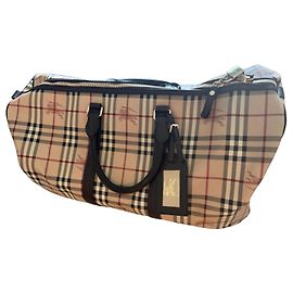 Borsa da Viaggio Burberry Check Marrone Rosso Beige