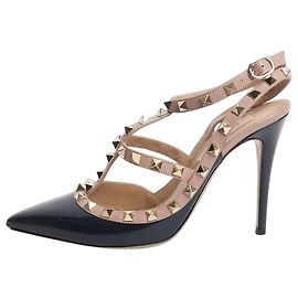Valentino Décolleté Rockstud in vernice blu navy e rosa - taglia EU 38 Blu
