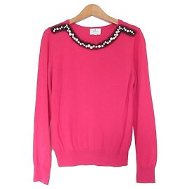 LANVIN en Bleu Wollstrickpullover Pink