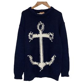 Autre Marque N°21 Anchor Motif Knit Pullover Blue Navy blue