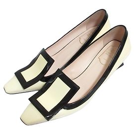 Roger Vivier Square Toe Bicolor Pumps Black Eggshell