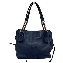 Bolso de Hombro de Cuero Tory Burch 2 en 1 Azul Azul marino