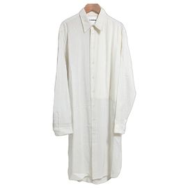 Jil Sander Seidenmischung Langarmhemd Kleid Weiß Aus weiß