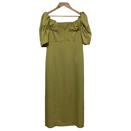 Autre Marque Robe en satin drapée à épaules dénudées FRAY I.D Vert Vert olive