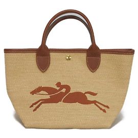 Sac Panier Pliage S en Toile Longchamp Marron