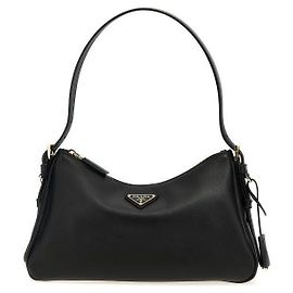 Prada Medium Leather Shoulder Bag Black