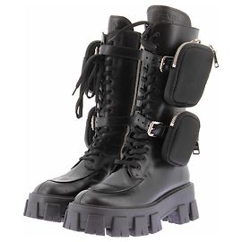 Prada Botas de cuero negras "Monolith" Negro