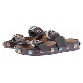 Etro Schwarze offene Leder-Mules Schwarz