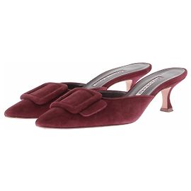 Manolo Blahnik Mules en daim bordeaux Dark red