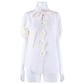 Dolce & Gabbana Kurzarm-Seidenbluse Weiß