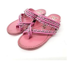 Chinelos de Corrente Chanel Rosa