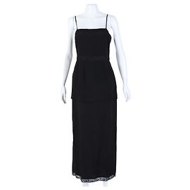 Gucci Seidenkleid ohne Ärmel mit Spitze Schwarz